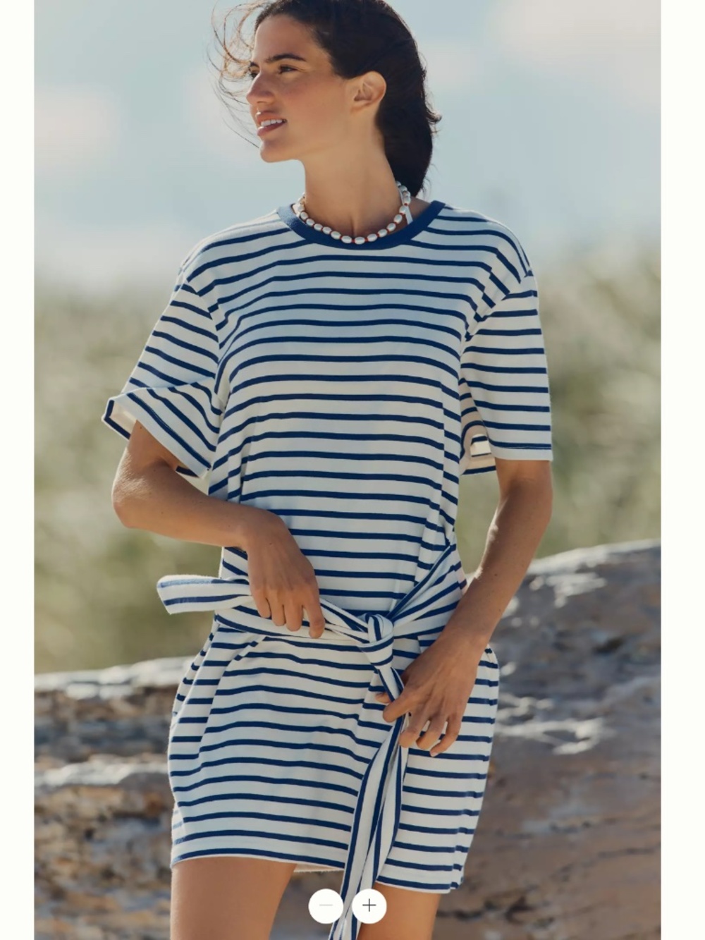 Anthropologie Daily Practice Tie-Waist Mini T-Shirt Dress